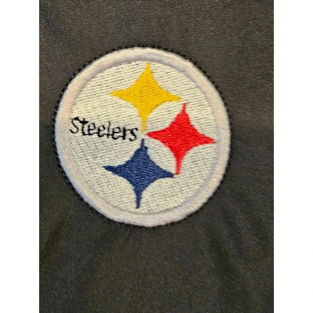 Reebok Pittsburgh Steelers NFL Windbreaker Jacket Mens Large Black Full Zip Logo